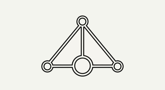 Geometric triangle shape with circles.
