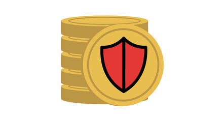 Golden coins with shield emblem. © sudirman