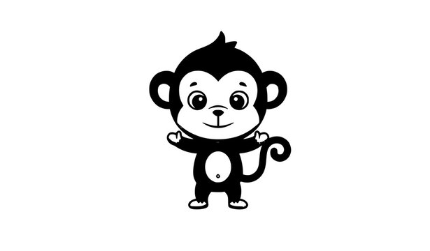 Cute funny monkey cartoon character with smiling face child friendly animal vector illustration