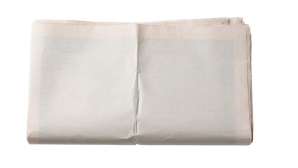Naklejka premium Folded blank newspaper pages with soft creases, isolated on transparent background