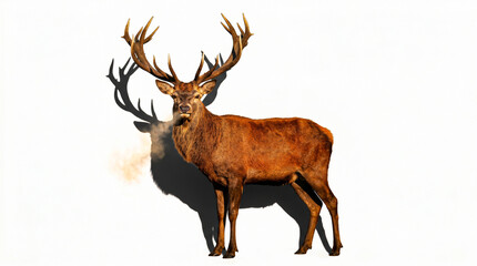 Fototapeta premium Majestic Red Deer Stag with Large Antlers and Winter Breath