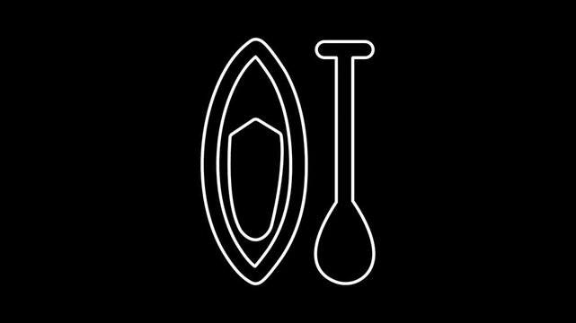Kayak and Paddle Line Art Icon for Water Sports