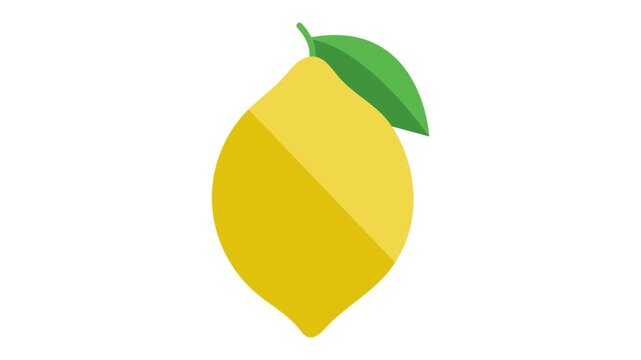 Yellow Lemon Fruit with Green Leaf in Flat Design