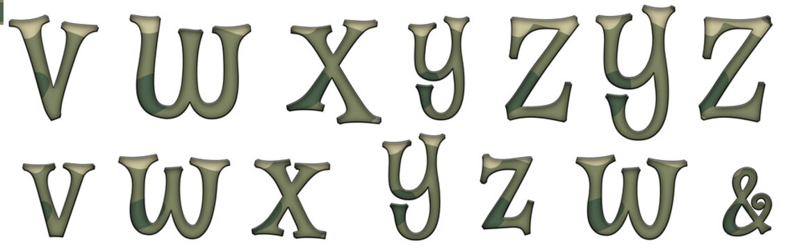 camouflage military pattern Mystery V, W, X, Y, Z word design abc copy Alphabet letter text typography font