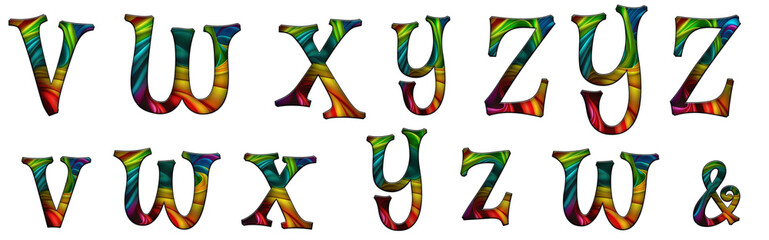 Obraz premium abstract rainbow colored Mystery V, W, X, Y, Z word design abc copy Alphabet letter text typography font