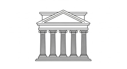 Classical Greek Architecture Building with Columns and Pediment. © wahono