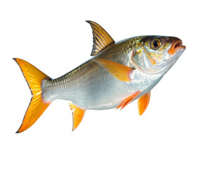 Fototapeta premium Cattlefish (fish) highlighted in orange and silver with distinct fins