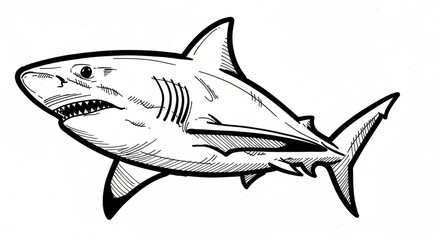 Obraz premium Shark sketch vector illustration.