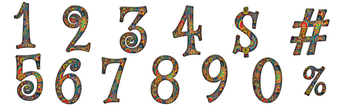 Boho pattern aztec floral arfican 1, 2, 3, 4, 5, 6, 7, 8, 9, 0 number english word abc Mystery Alphabet letter text typography font