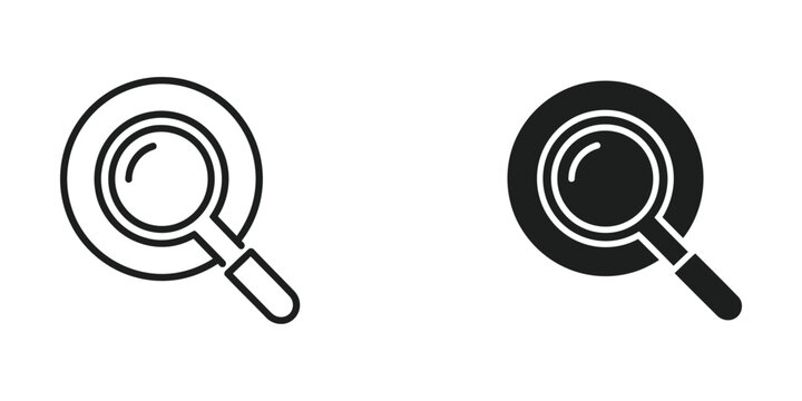 Comparison of empty and filled magnifying glass icons with search functionality