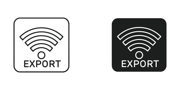 Two contrasting export icons with wireless signal symbols on different backgrounds