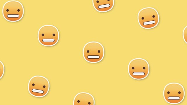 A visually engaging pattern of numerous yellow emoji faces with surprised expressions on a soft yellow background