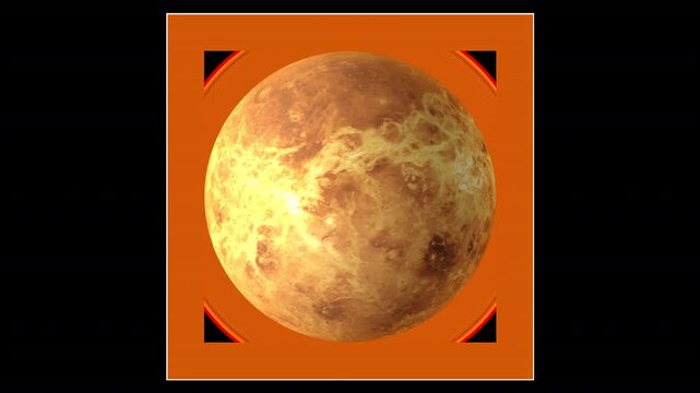 Realistic Rotating Venus Loop, Planet Animation in Space HD Transparent Background with gradient around the object