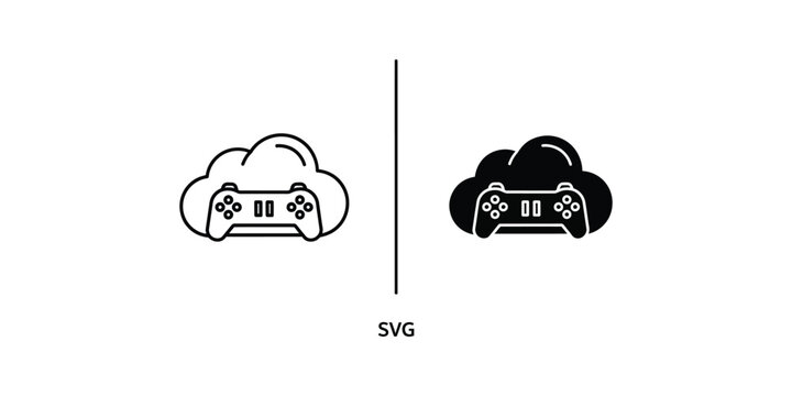Comparison of cloud gaming icons with different styles of game controllers in clouds