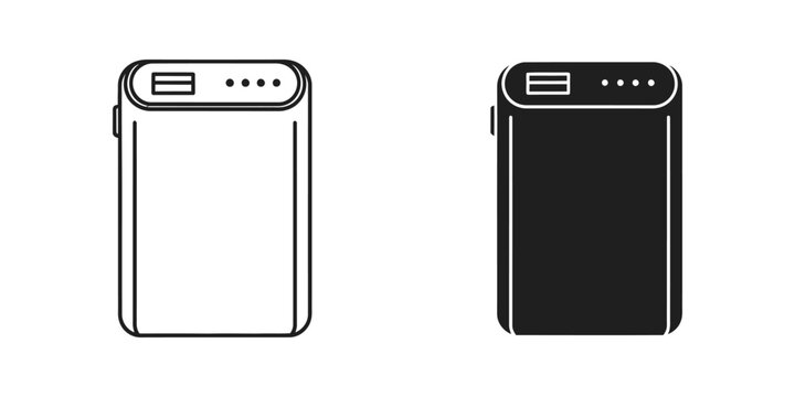 Comparison of a blank and filled portable power bank design illustration