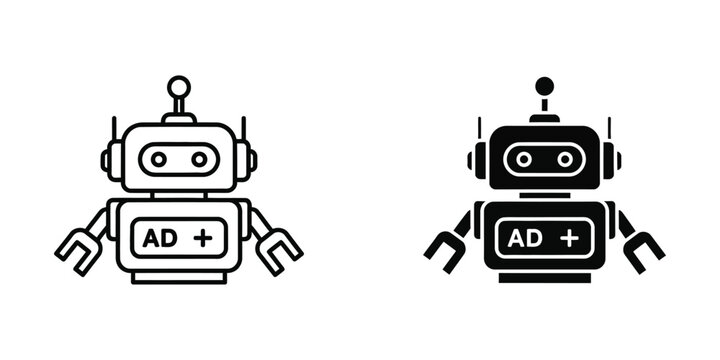 Two robots with ad plus symbols on their chests standing side by side