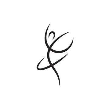 A dynamic illustration of a dancer performing an expressive movement with fluid lines.