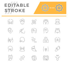 Fototapeta premium Set line icons of body pain