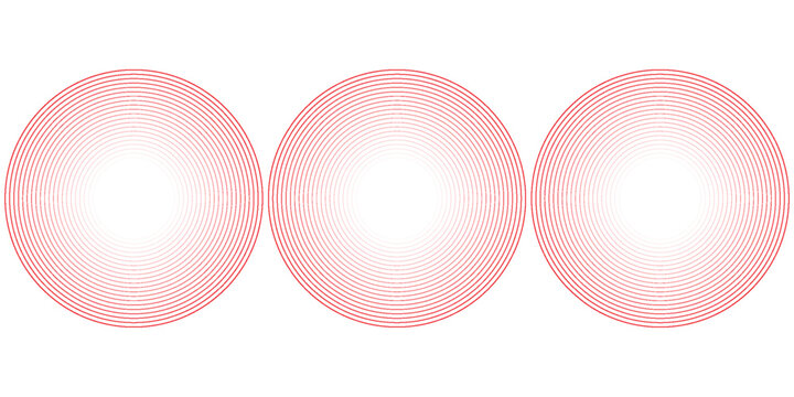 Pain red circles. Pain localization sign and pain pointings. Red rings. Sonar waves. Set of radar icons. Symbols for medical design. Vector illustration.