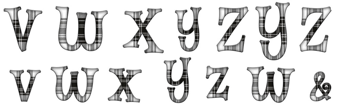 Cloth pattern texture Mystery V, W, X, Y, Z word design abc copy Alphabet letter text typography font