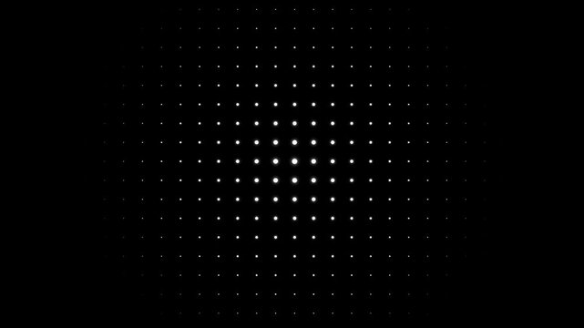 High-end 4K abstract motion graphics of a digital dot matrix grid with expand path animation. Professional 30fps video asset for technology and science backgrounds.