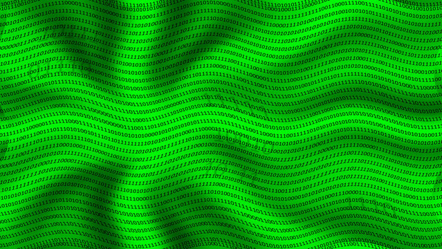 Flowing green binary code pattern background. 8k, uhd2