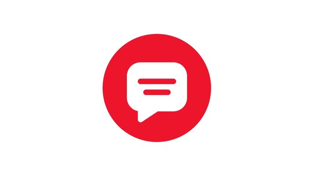 Red Chat Bubble Icon Animation Background for Social Media Communication