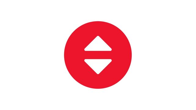 Red Circle Elevator Button with White Up and Down Arrows Animation Background Loop