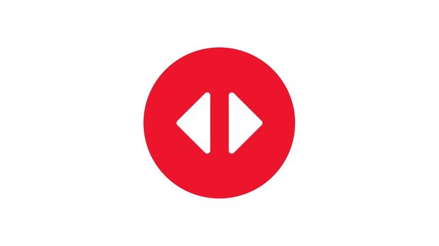 Red Circle Navigation Button with White Arrows Animation Loop