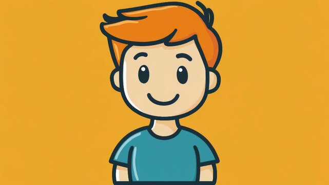 Happy cartoon character with red hair smiling, winking, and nodding in a looped animation