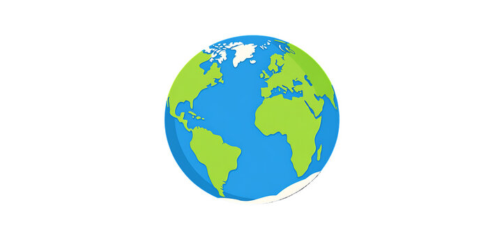 Stylized earth globe with continents and oceans, isolated on transparent background. transparent png background