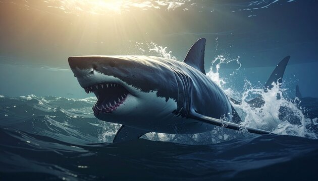 Shark swimming underwater in ocean