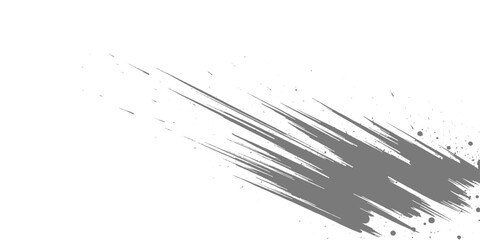 Naklejka premium Dynamic black ink streaks slashing diagonally across a white background, with splatter accents and a bold, abstract, high-energy brushstroke style vector design.