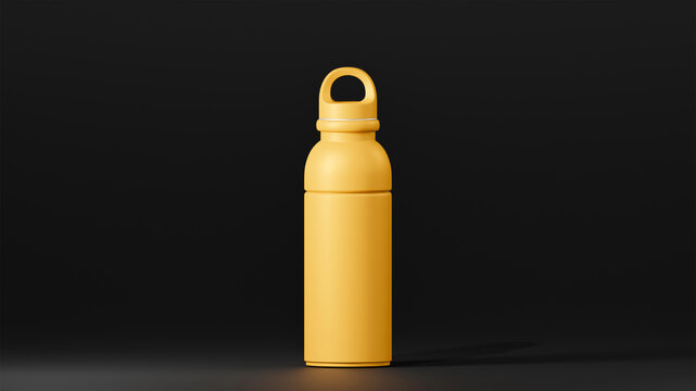 drinking bottle with modern design, mikado tumbler, stand over black background