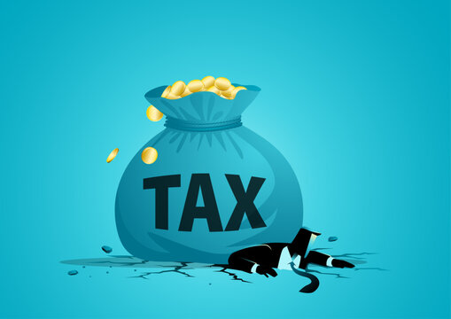 Tax Burden Crushing Businessman Heavy Taxation Financial Pressure Concept Illustration