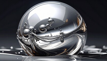 Slats personalizados com sua foto Macro shot of reflective chrome sphere with distorted interior reflections on dark surface