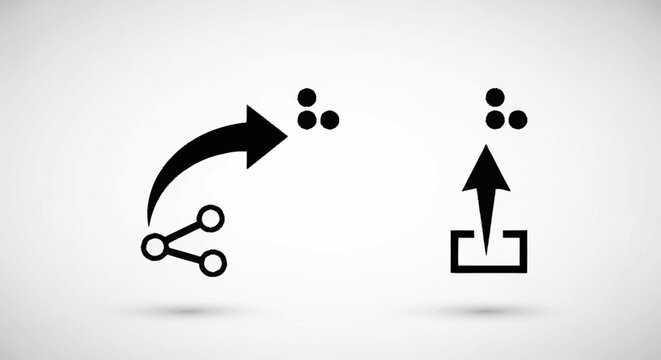 Graphic symbols for data transfer and upload.