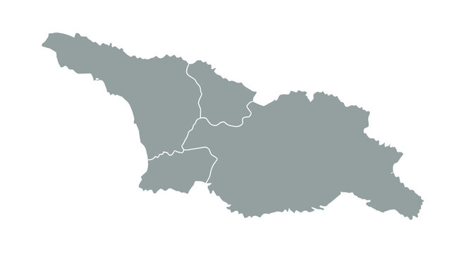 A gray outline map of georgia showing its borders and general shape on white high quality