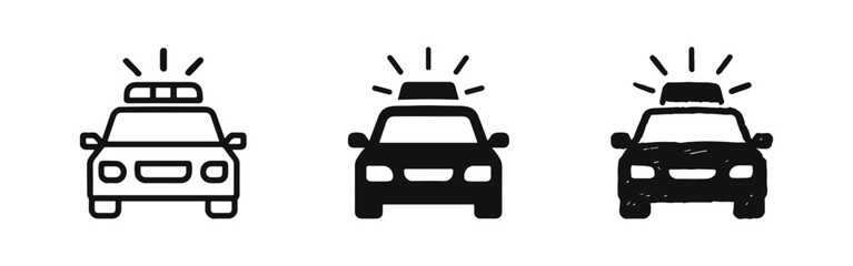 Police Car Icon Set - Front View Emergency Vehicle Symbols © ICONS FOR YOU