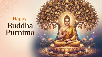 Fototapeta premium Buddha Purnima (Vesak) VECTOR ILLUSTRATION