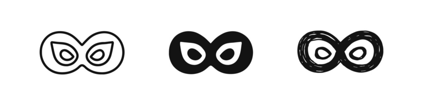Masquerade carnival eye mask icon set for mystery, party, and festive celebration themes