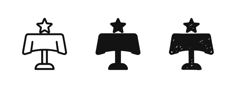 VIP Table Reserved Icon Set with Star in Outline, Solid, and Sketch Styles