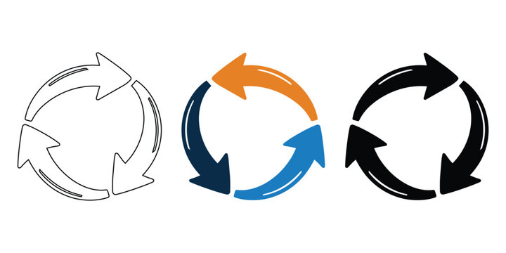 Circular Arrows Icon Set &ndash; Recycling and Process Loop Vector Collection