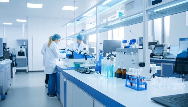 Science lab research scientists working