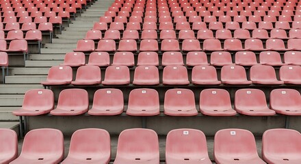Naklejka premium Rows of empty stadium seats in pink ready for spectators or events