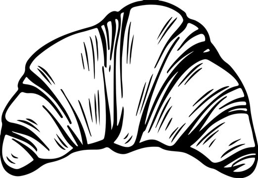 Croissant texture pattern abstract lines hand drawn pastry layers detail. Vector illustration