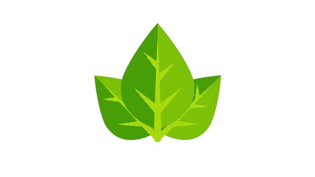 A clean, stylized icon featuring a trio of vibrant green leaves set against a crisp white background. This graphic is ideal for environmental campaigns, eco-friendly product branding, and sustainabili