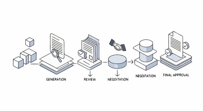 Business process workflow stages infographic.