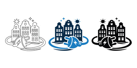Fototapeta premium Smart City Technology Icon Set – Urban Connectivity and Digital Infrastructure Vector Collection