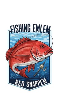 Fishing Emblem Red Snapper Fish Illustration Design.